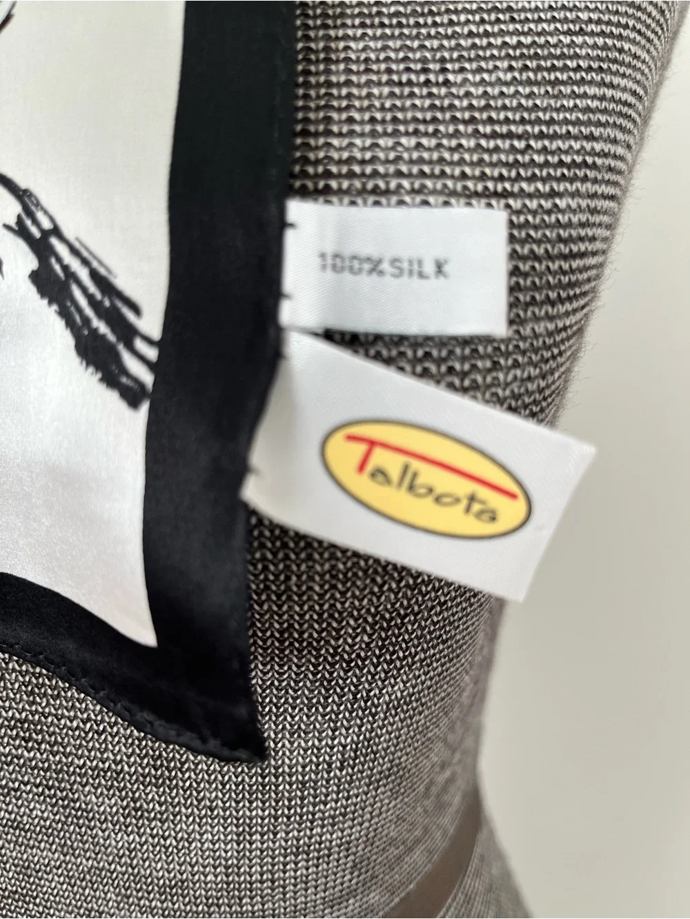 Talbots Black and White Floral Silk Scarf Wrap